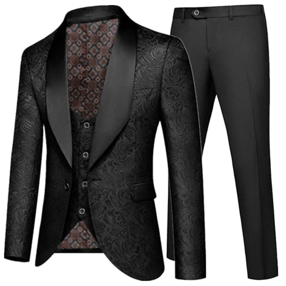 Elegant Men’s Tuxedo Suit - Texture Single-Breasted