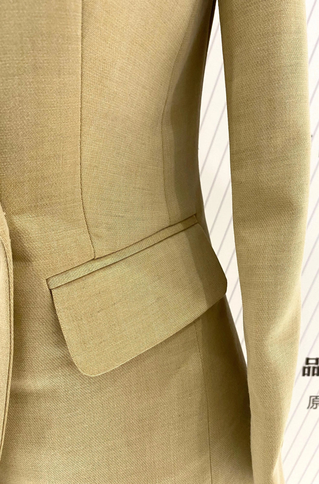 Elegant Professional Chic Women's Pant Suit - Solid Double-Breasted - Khaki