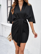 Elegant Solid Color Waist Dress -Guocali