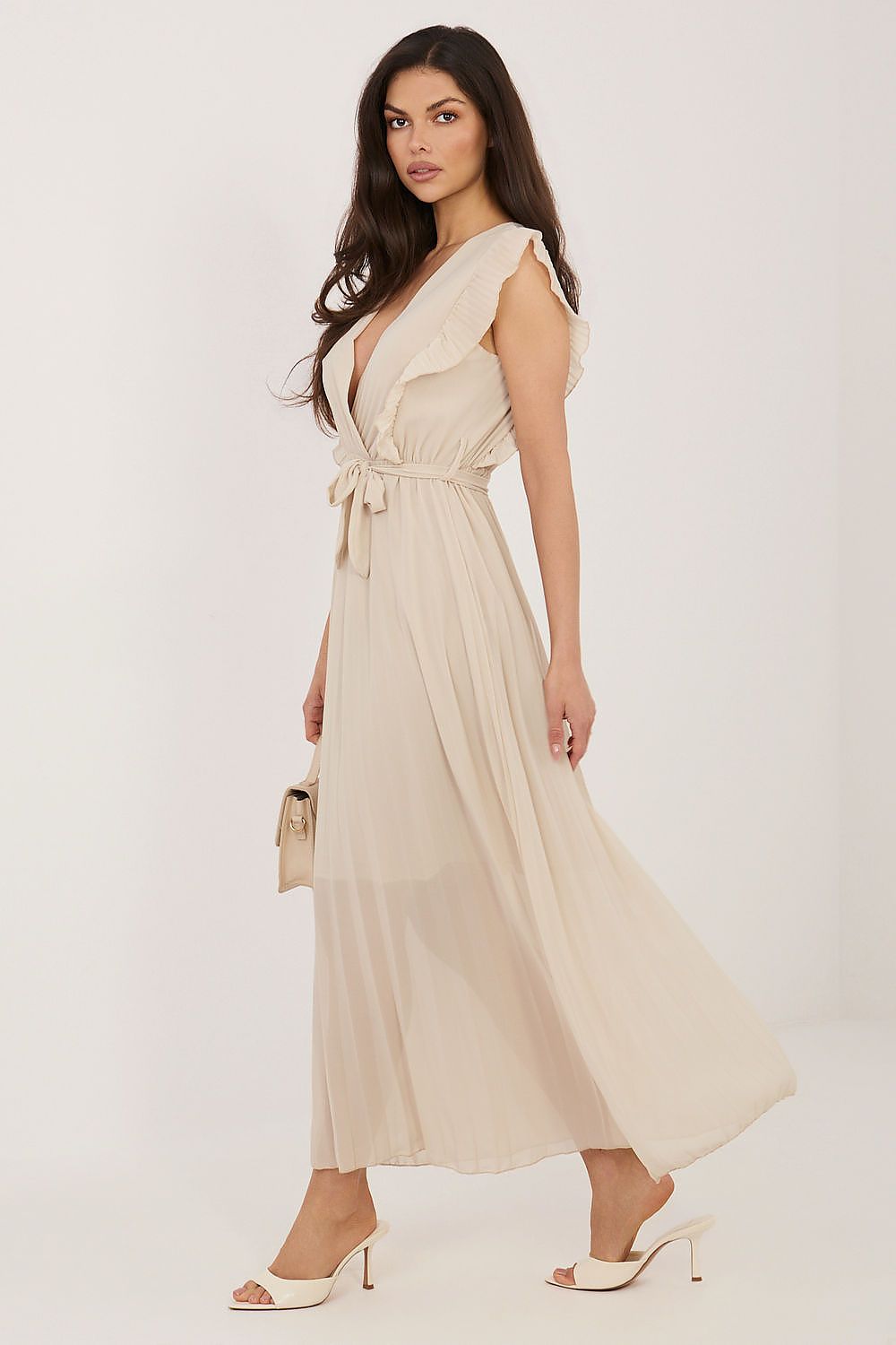 elegant solid v-neck sleeveless maxi day dress – Daydress | GUOCALI – view 2