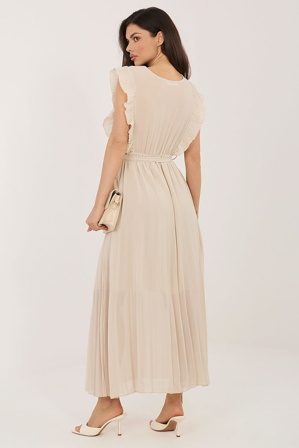 elegant solid v-neck sleeveless maxi day dress – Daydress | GUOCALI – view 3