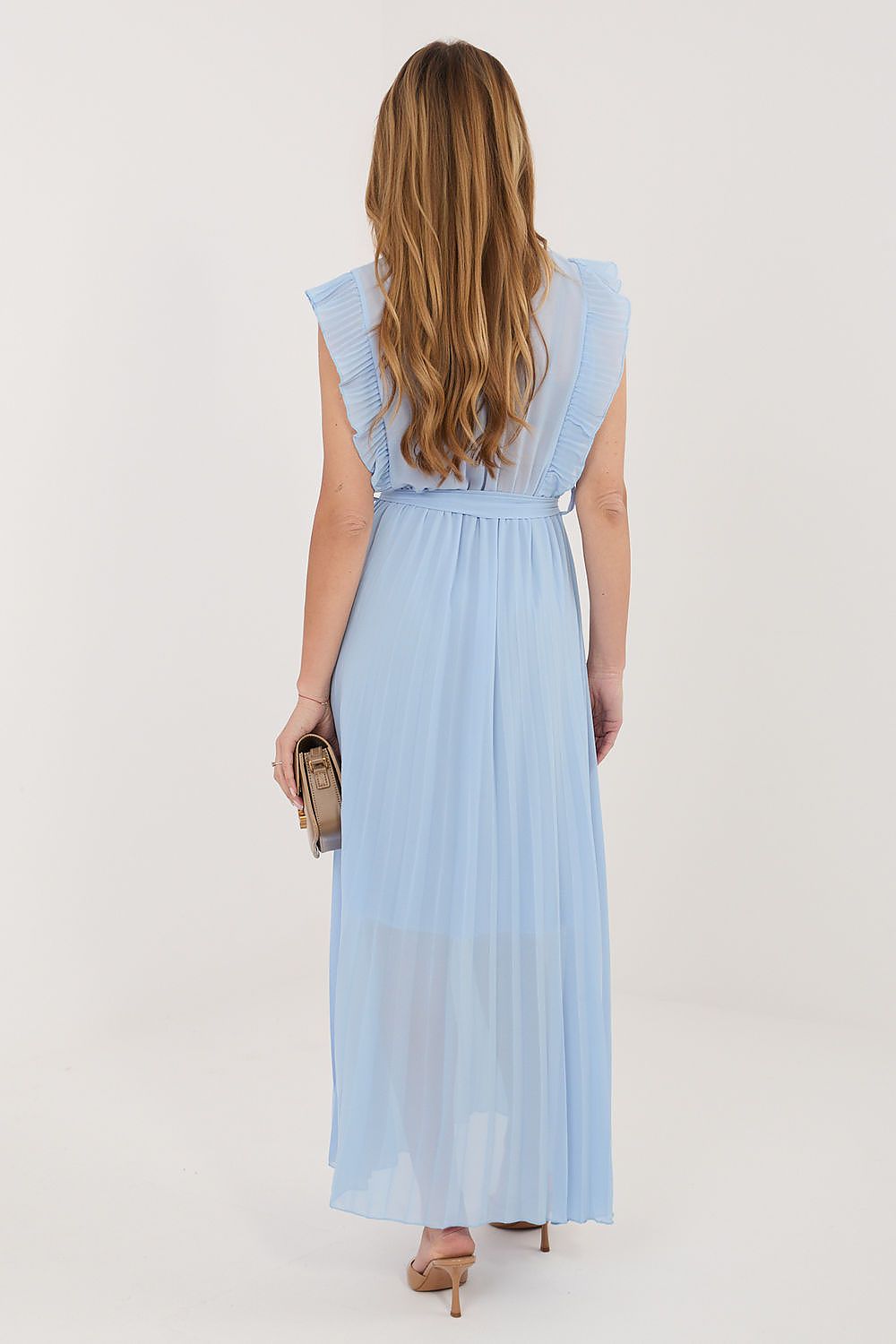 elegant solid v-neck sleeveless maxi day dress – Daydress | GUOCALI – view 6