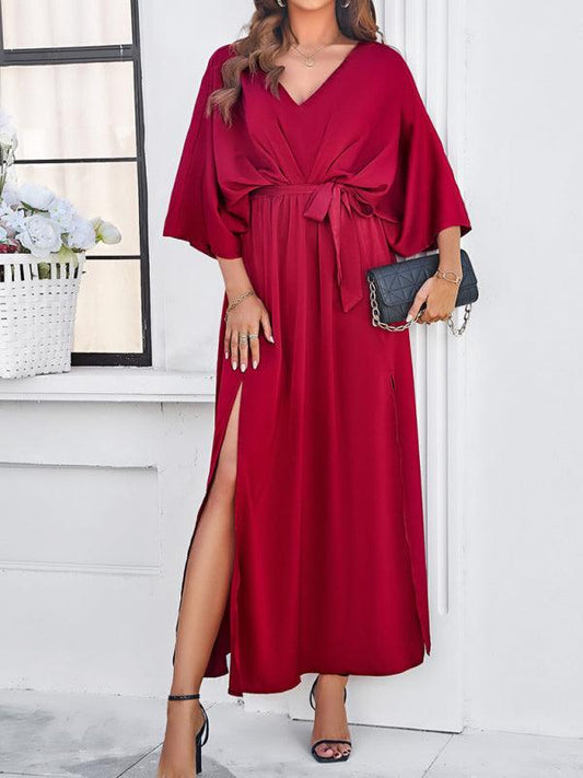 Elegant V-Neck Loose Dress - Loose Dress - Guocali