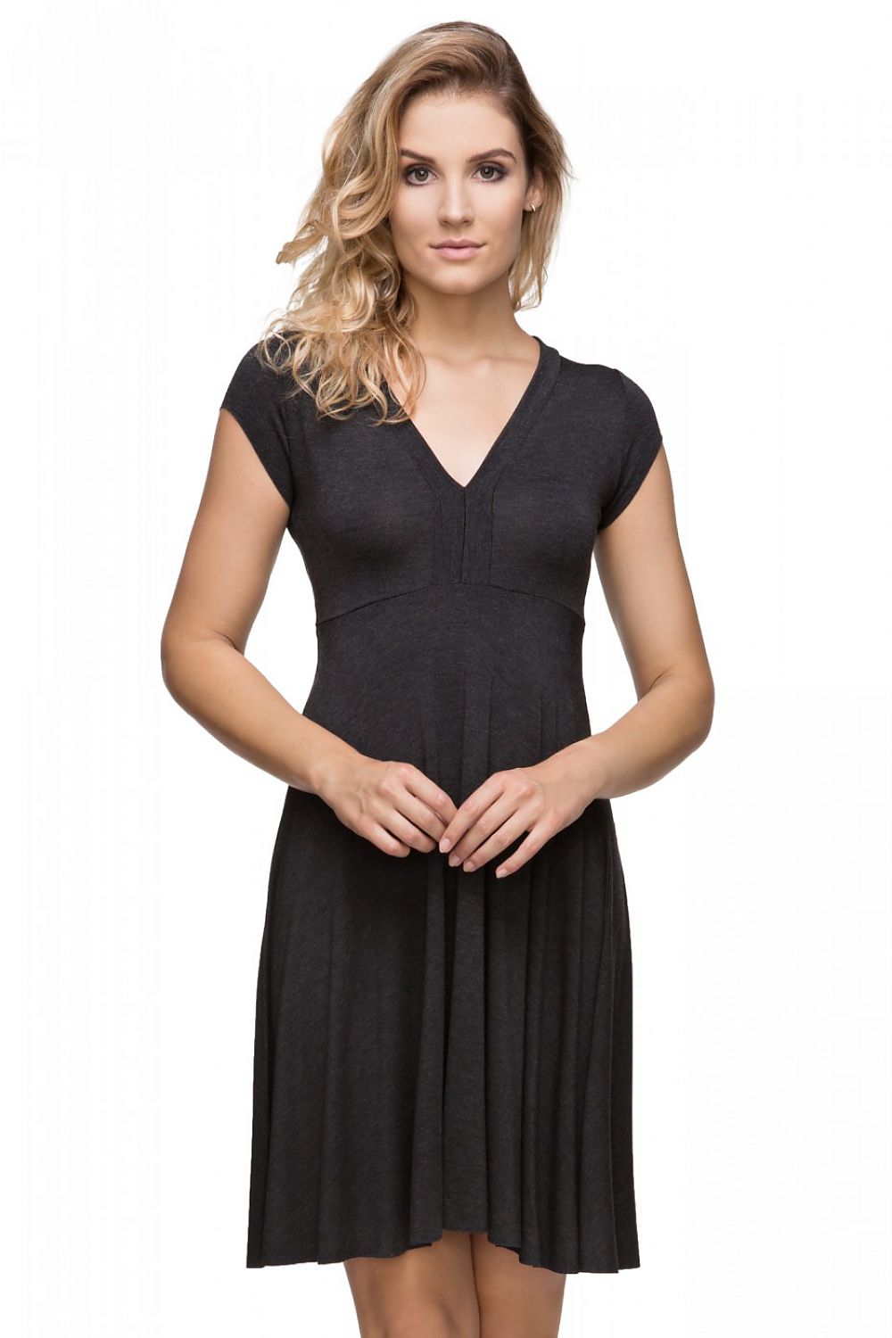 Elegant V-Neck Short Sleeves Evening Dress