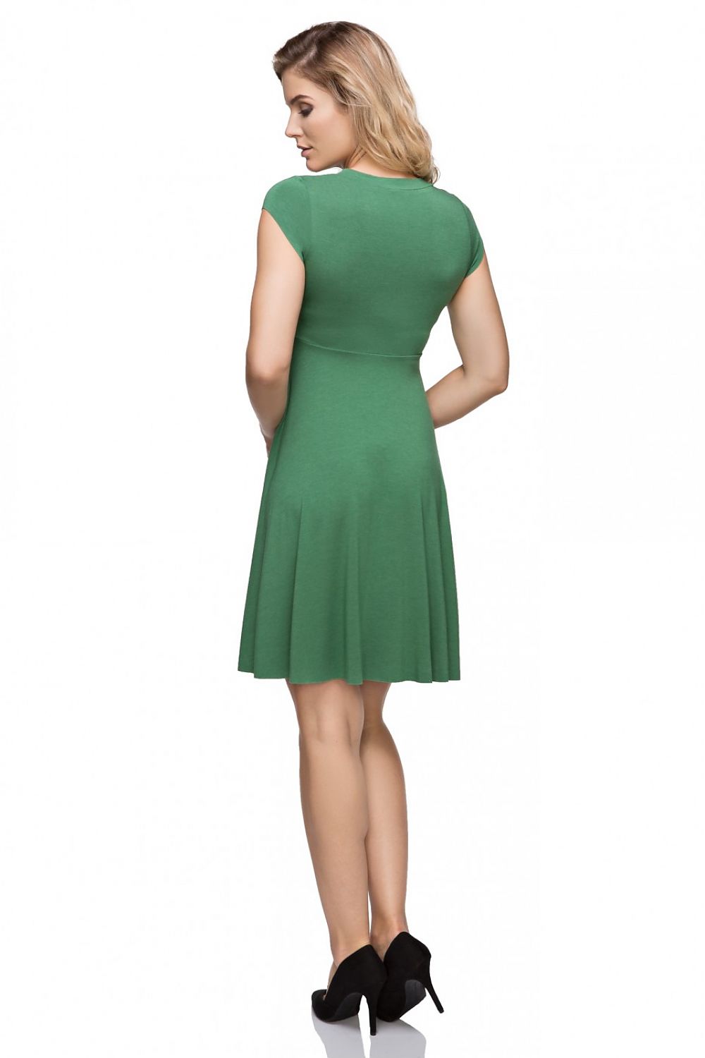 Elegant V-Neck Short Sleeves Knit Dress