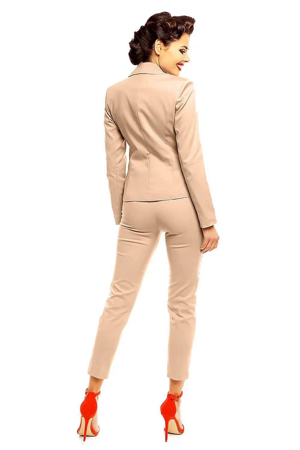 Elegant Women Cropped Pants – High-Waist Zipper Front -Guocali