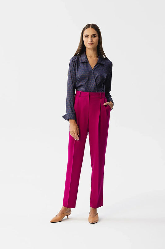 Elegant Women Formal Pants – High-Waist Stretch Tapered -Guocali