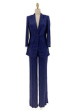 Elegant Women's Pant Suit - Plaid Button