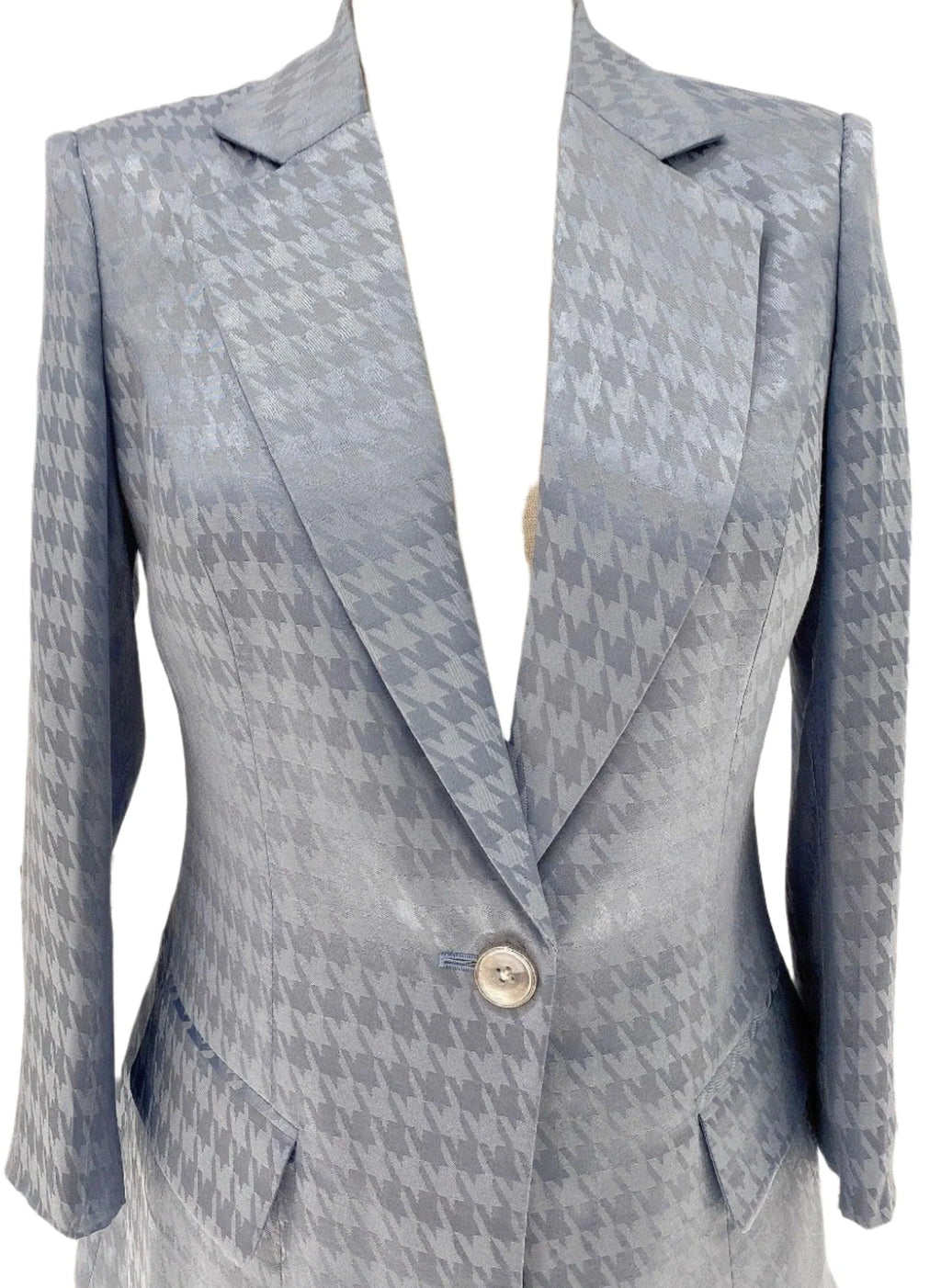 Elegant Women's Pant Suit - Plaid Single-Breasted