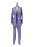 Elegant Women's Pant Suit - Solid Button