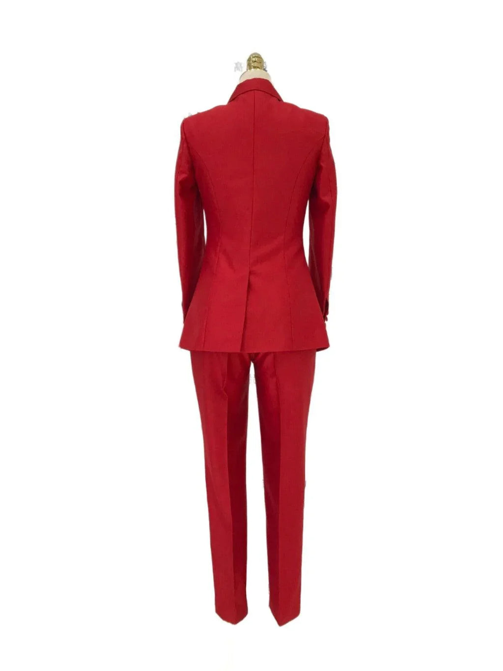 Red 2-Piece Double-Breasted Suit - Women Pant Suit -Guocali