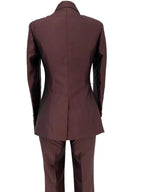 Elegant Women's Pant Suit - Solid Double-Breasted
