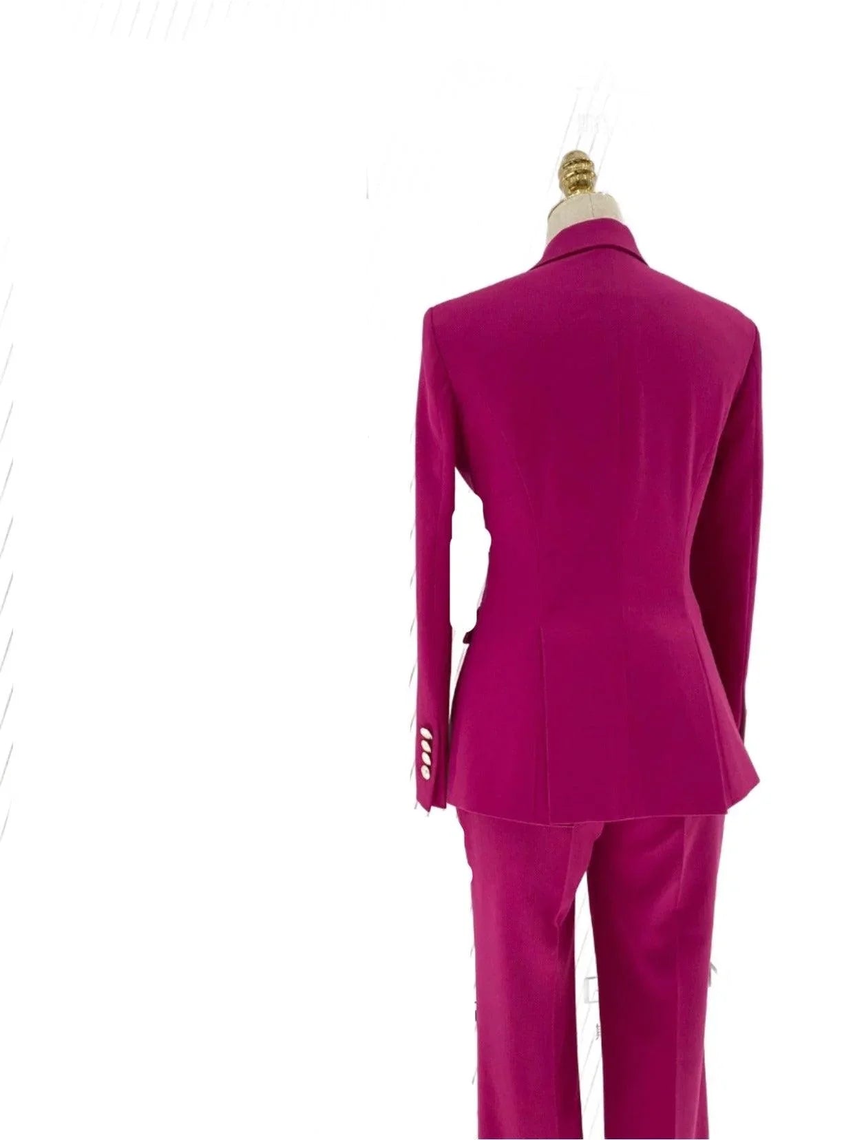 Elegant Women's Pant Suit - Solid Double-Breasted