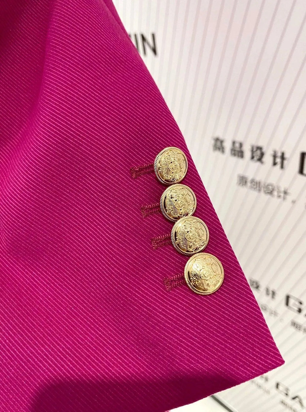 Elegant Women's Pant Suit - Solid Double-Breasted