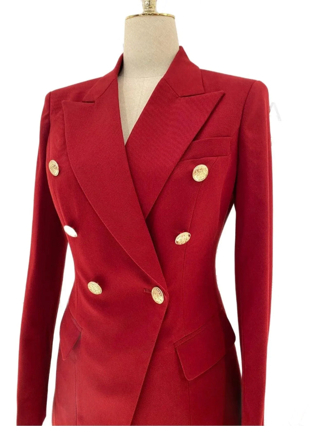 Elegant Women's Pant Suit - Solid Double-Breasted - Burgundy