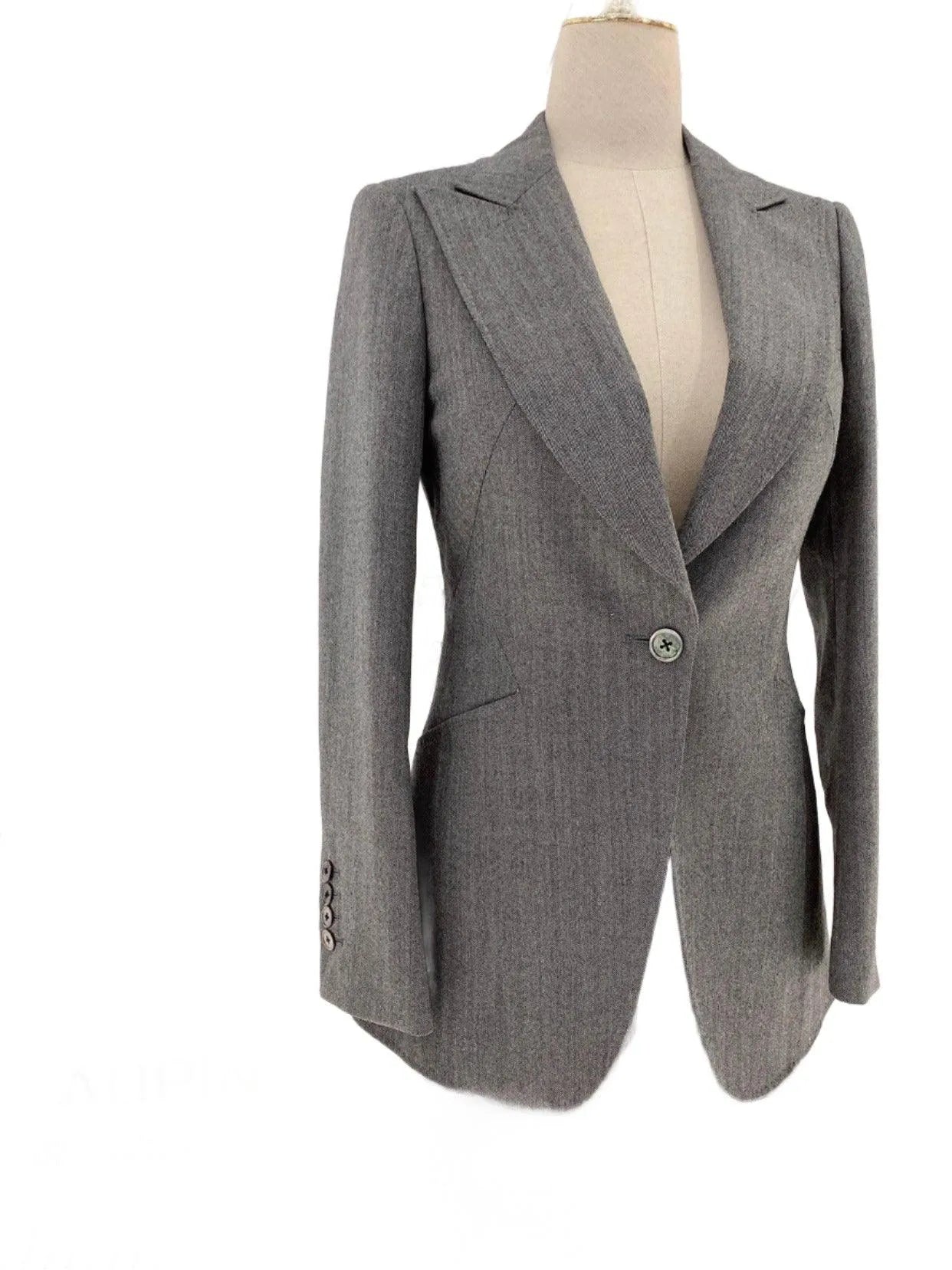 Elegant Women's Pant Suit - Solid One-Button