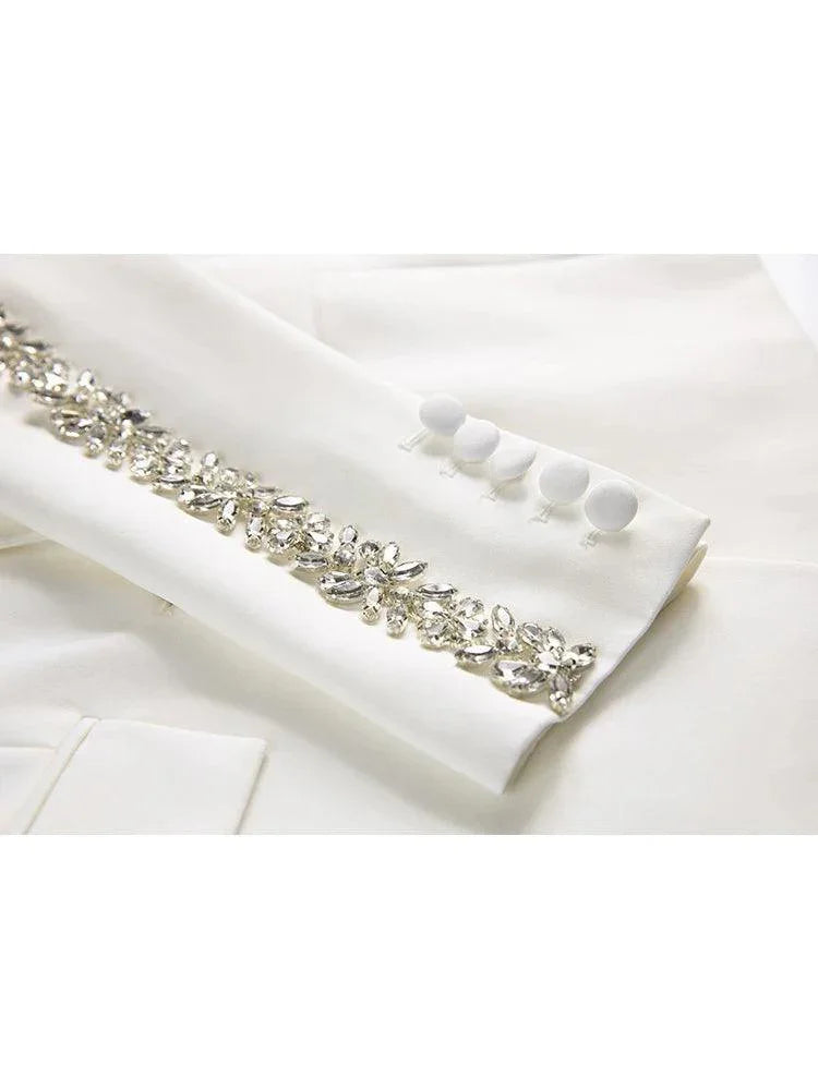 Elegant Women's Pant Suit - Solid Single-Breasted, Black