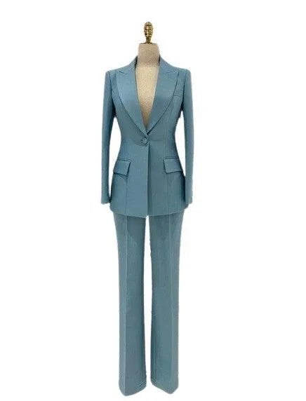 Elegant Women's Pant Suit - Solid Zipper