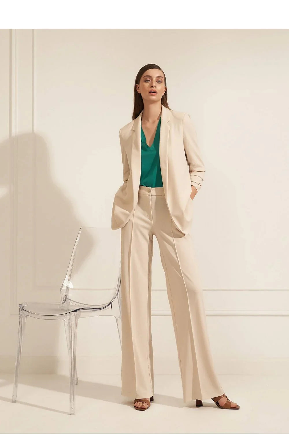 Elegant Women's Wide-Leg Pants – High-Rise Stretch -Guocali
