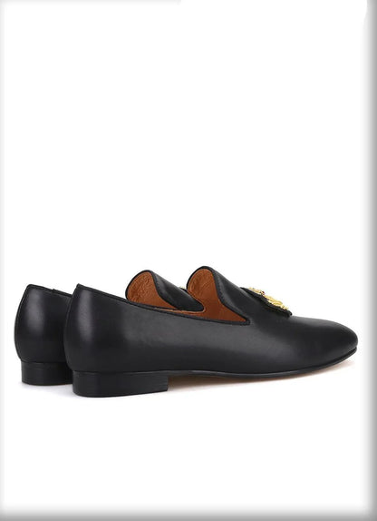 Embroidered Leather Men Loafers - Men Shoes -Guocali