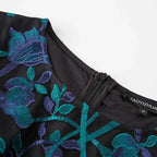 Embroidered Three-Quarter Knee-Length Lace Dress -Guocali