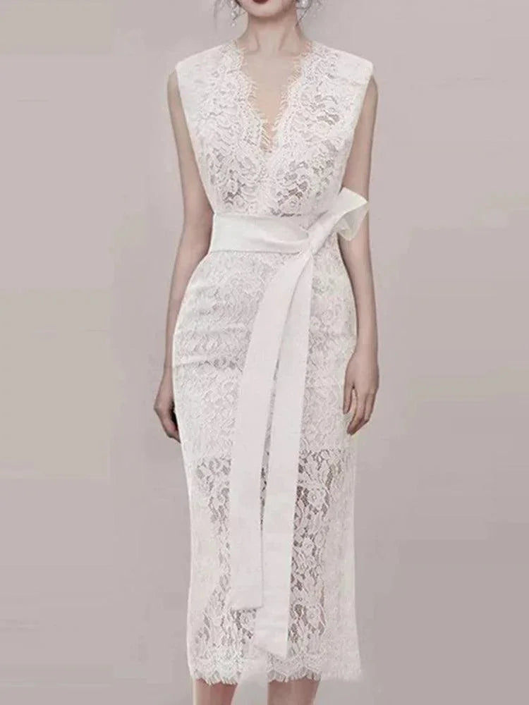 European Style Sexy V-Neck Party Dress -Guocali