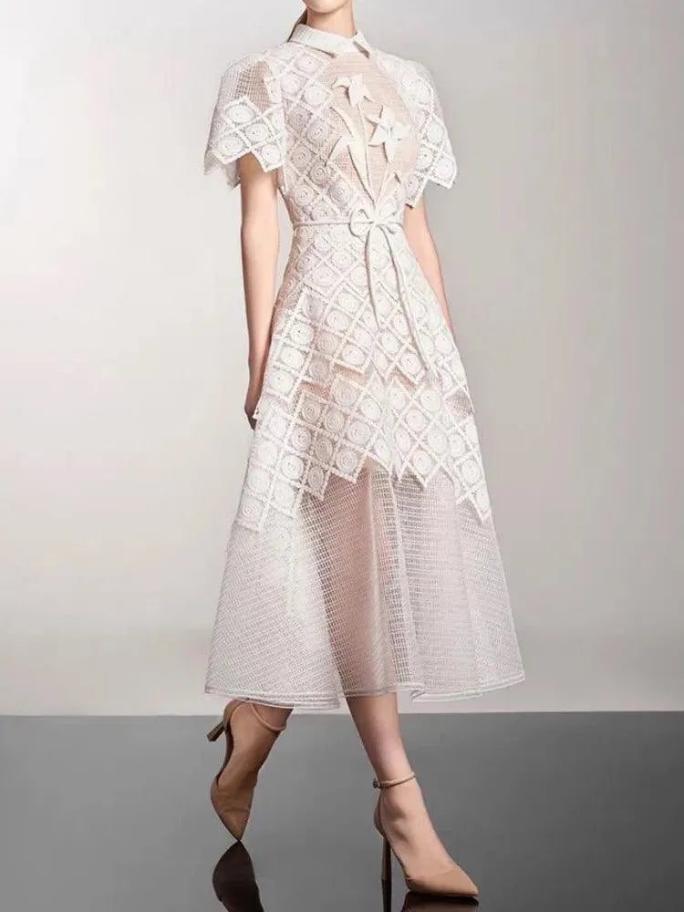 Fairy Style Embroidery Lace Party Dress -Guocali