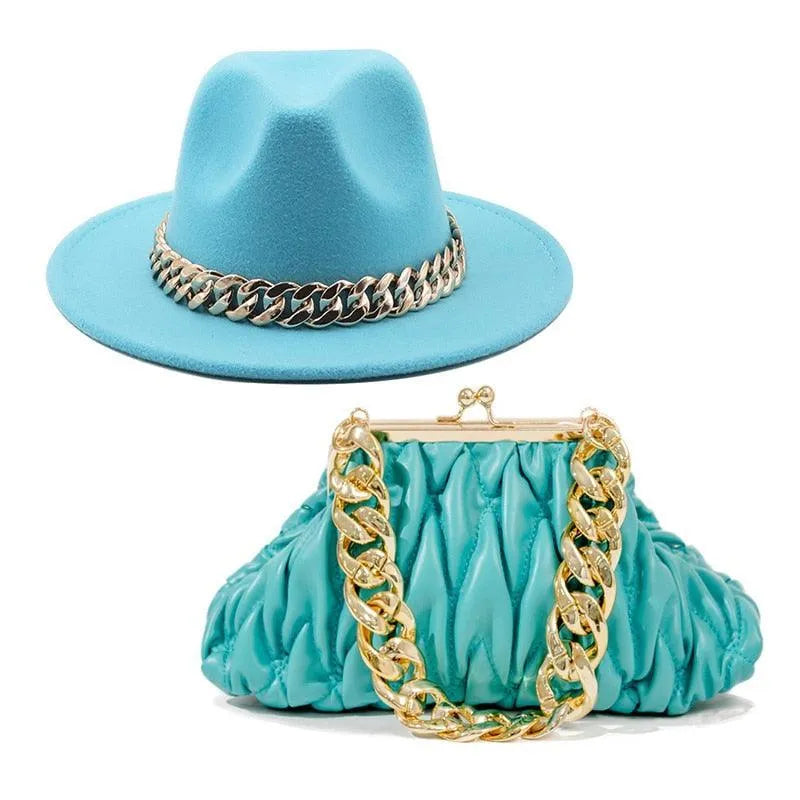 Fedora Hat And Handbag - 2-Piece Luxury Accessories -Guocali