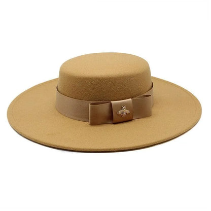 Fedora Hat For Women - French Bowknot Flat Top -Guocali