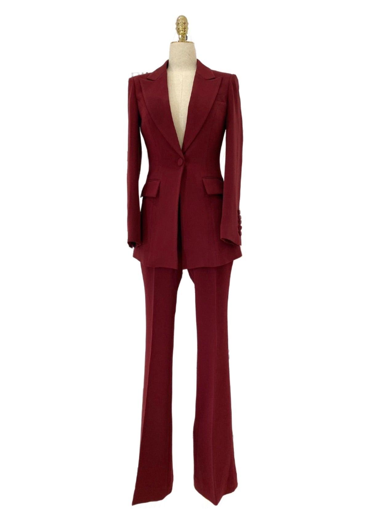 Flared Pant Suit - One Button Women Pantsuit - Pantsuit - Guocali