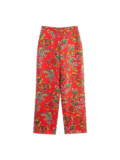 Chic Women Wide Leg Pants – High-Waist Floral