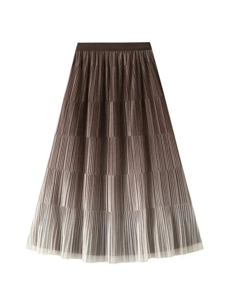 Gradient Color Loose Mid Length Skirt Women -Guocali