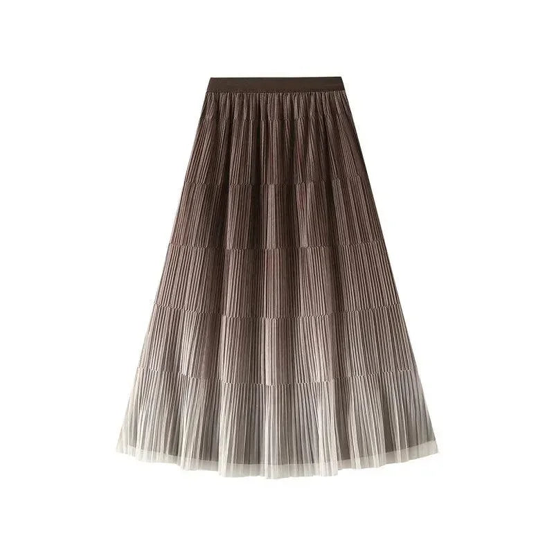 Gradient Color Loose Mid Length Skirt Women -Guocali