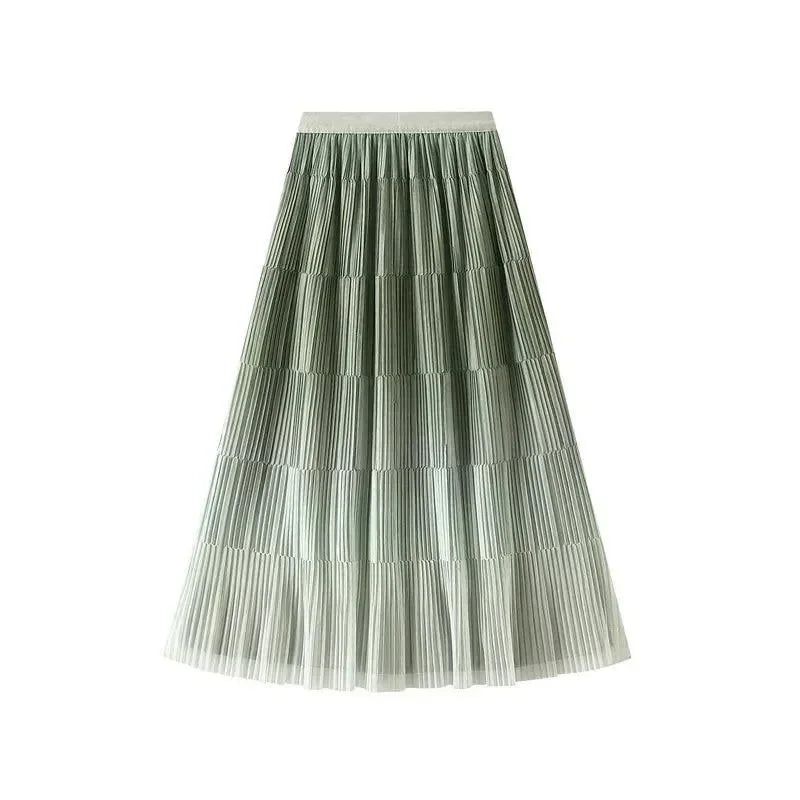 Gradient Color Loose Mid Length Skirt Women -Guocali