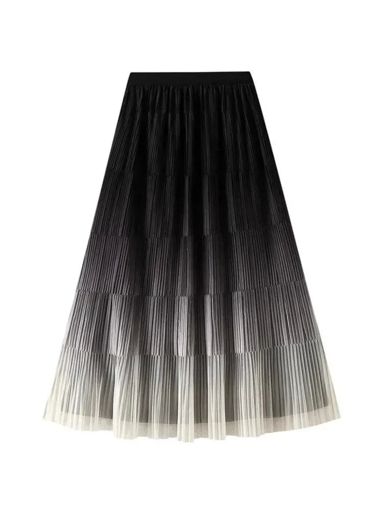 Gradient Color Loose Mid Length Skirt Women -Guocali