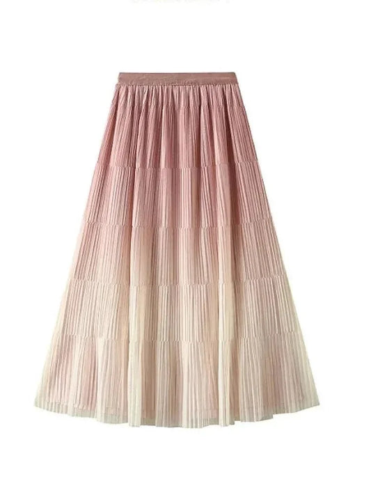 Gradient Color Loose Mid Length Skirt Women -Guocali