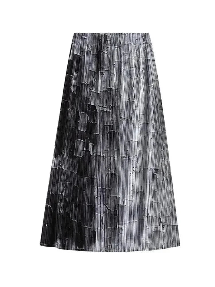 Gradient High Waist A-Line Skirt -Guocali