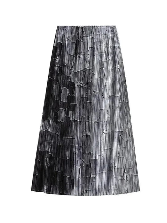 Gradient High Waist A-Line Skirt -Guocali