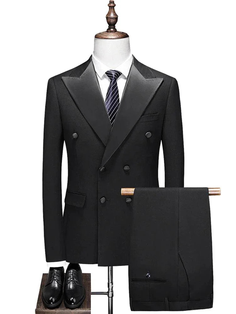Groom Wedding Suit - Double-Breasted 3-Piece Set -Guocali