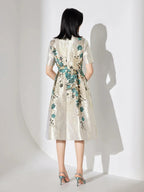 Guocali Elegant Floral Women’s Midi Dress – Chic A-Line Summer Dress -Guocali