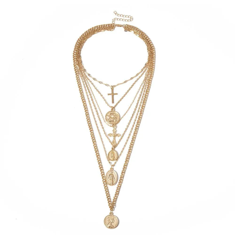 Head Pendant Necklace - Multi-Layered Women Jewelry -Guocali