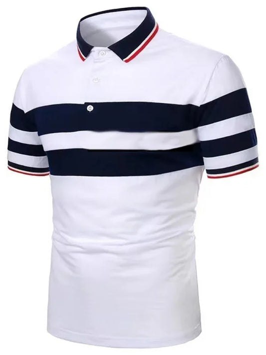 Men Short Sleeves Polo Shirt – Quick-Drying - White, Navy
