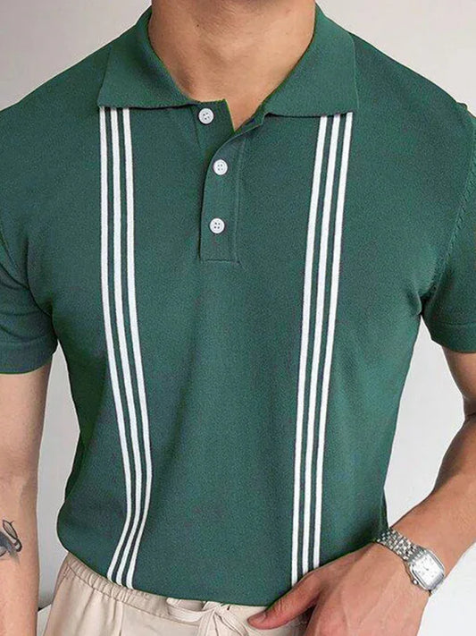 Men Short Sleeves Slim Fit Polo Shirt – Lightweight - Green, White