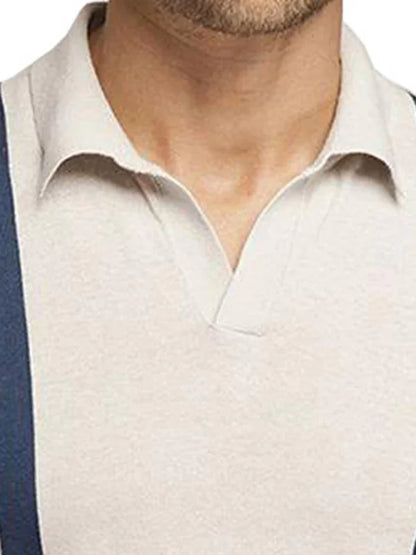Men Short Sleeves Casual Polo Shirt – Lightweight - Beige, Blue