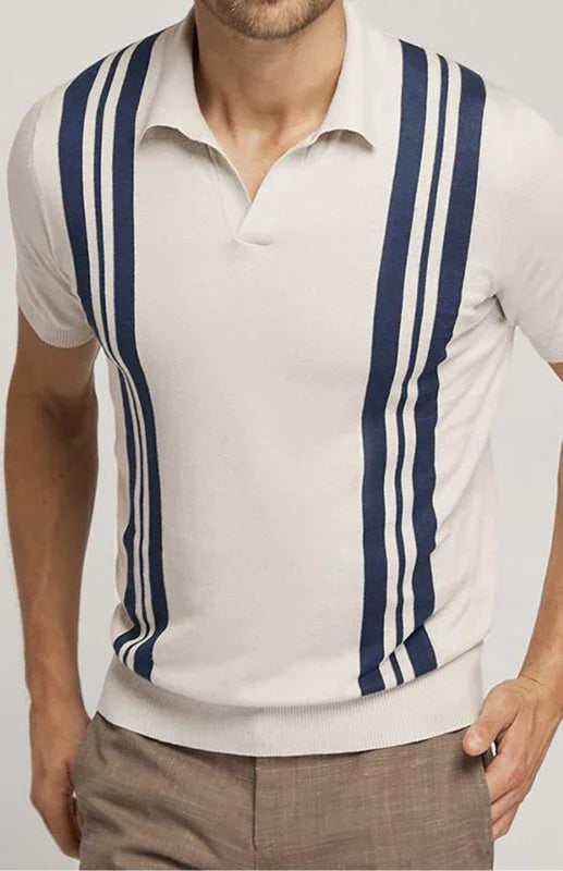 Men Short Sleeves Casual Polo Shirt – Lightweight - Beige, Blue