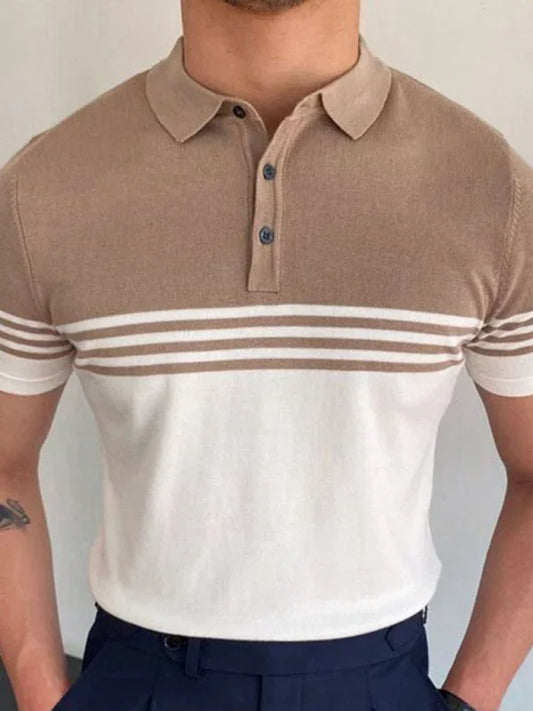 Men Short Sleeves Polo Shirt – Stretchable - Beige, White