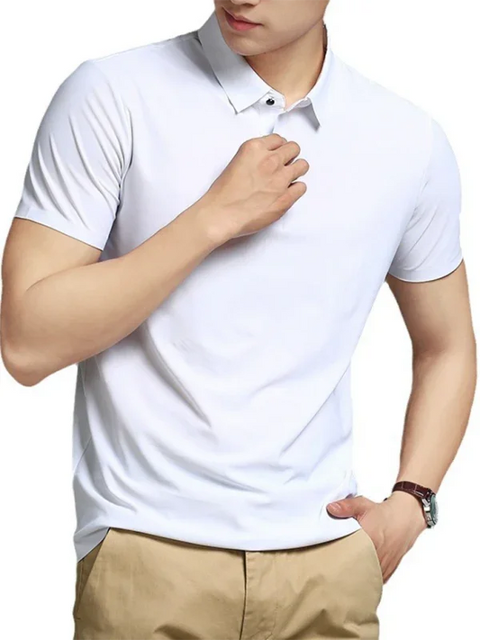 Men Short Sleeves Polo Shirt – Stretchable - White