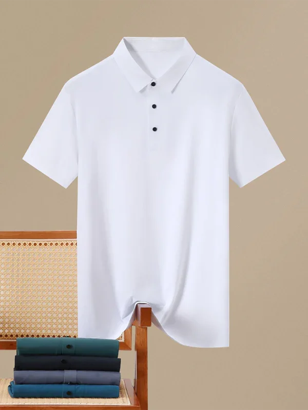 Men Short Sleeves Polo Shirt – Stretchable - White
