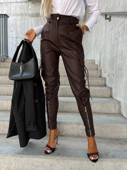 Chic Women's Trousers – High-Waist Slim Fit