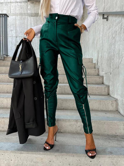 Chic Women's Trousers – High-Waist Slim Fit